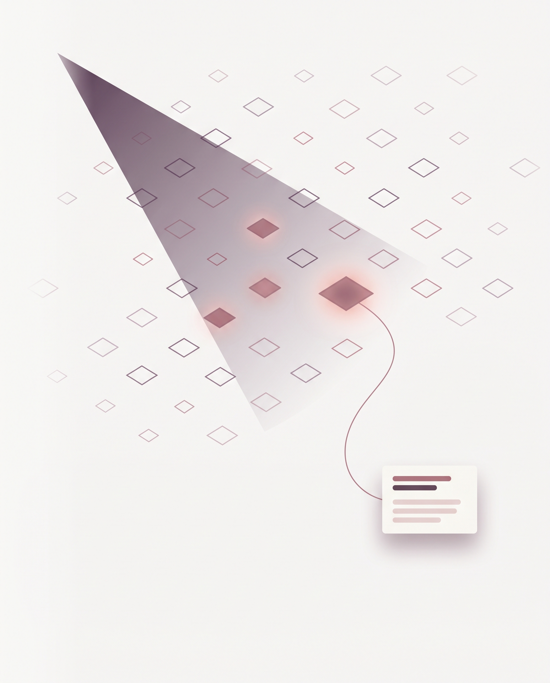 Illustration: Ein Radar-Sweep über viele Kunden-Module, drei leuchten warm, vom hellsten führt eine Linie zum Recherchebericht